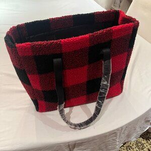 Buffalo Plaid Fleece Large Shoulder Bag-Purse NEW
